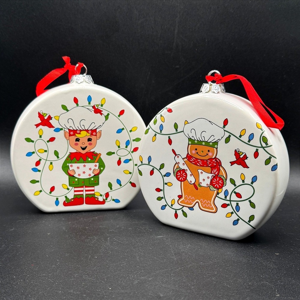 Temp-tations Christmas Recipe Ornaments Gingerbread Elf Ceramic Shelf Sitters
